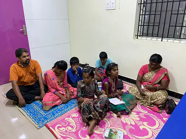 Children during a learning session